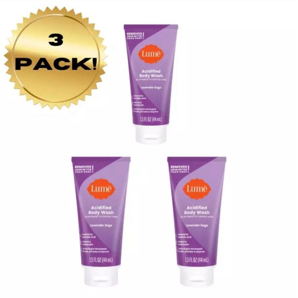 3pk- Lume Acidified Body Wash Lavender Sage  1.5 Fl Oz (44ml) TRAVEL SIZE